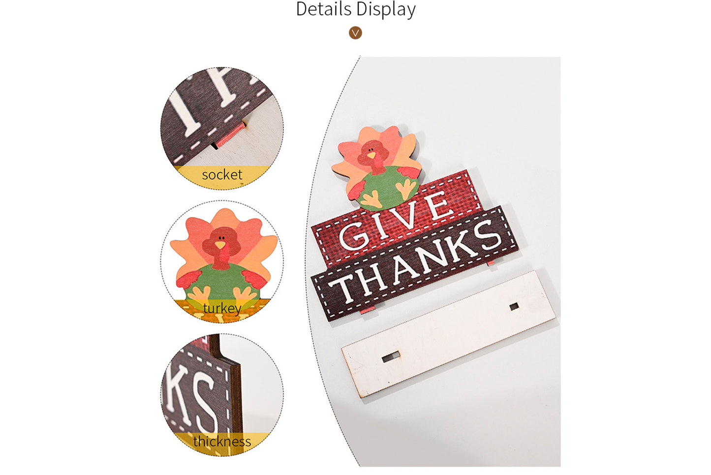Thanksgiving Wooden Ornaments | Creative Alphabet Print Desktop Decoration