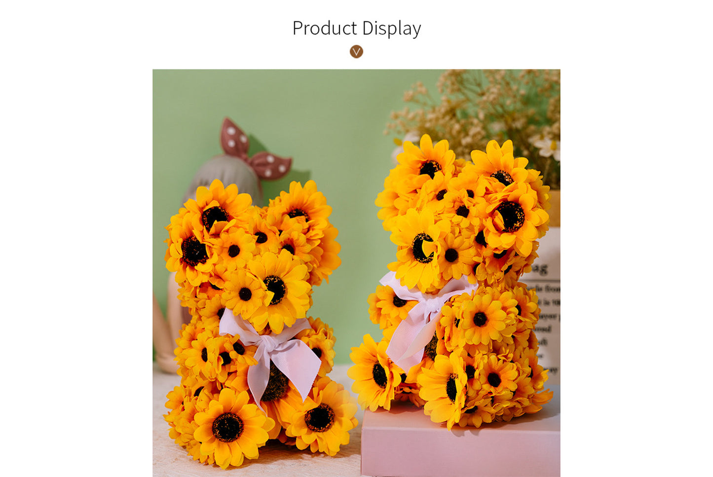 Sunflower Bear Plush | Sunflower Gnome Decorative Figurine