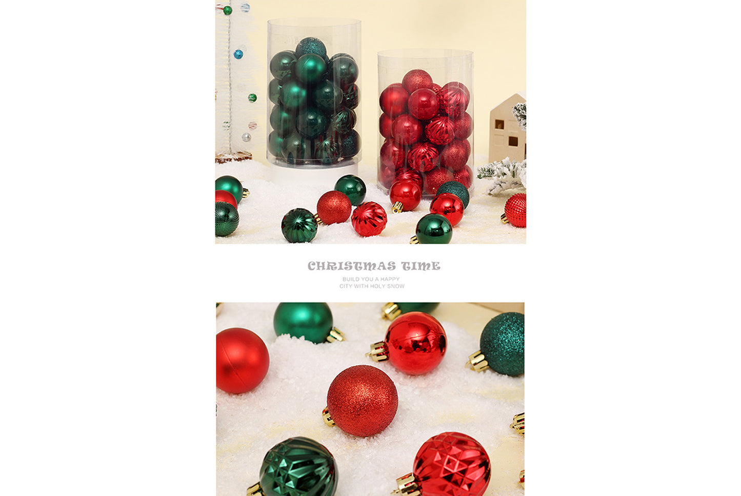 **4cm/34 pcs Tube of Special-Shaped Christmas Balls**