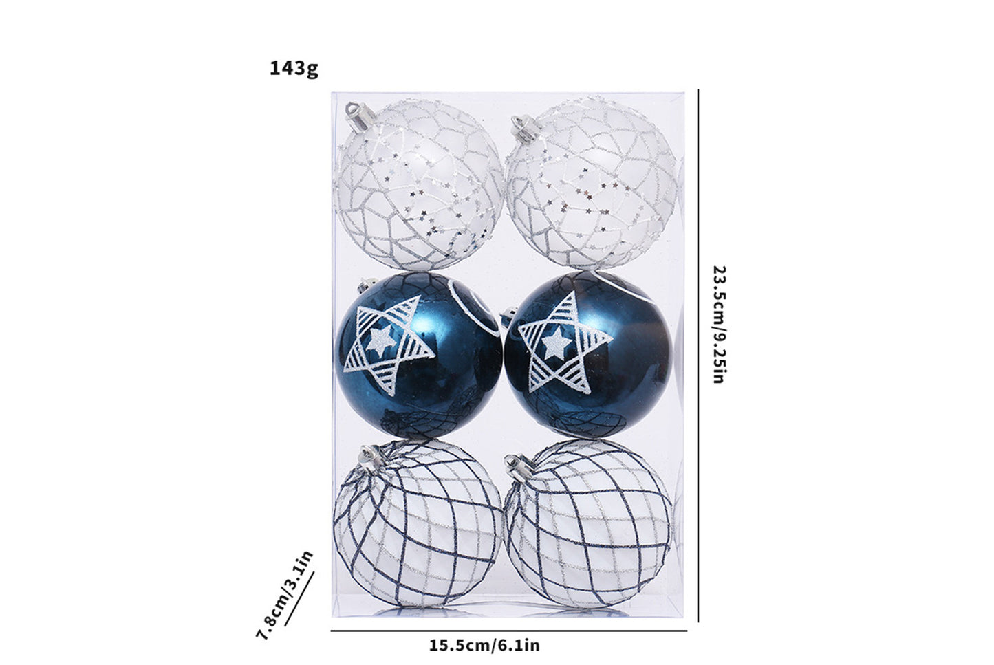 **Set of 6 Painted Christmas Balls**