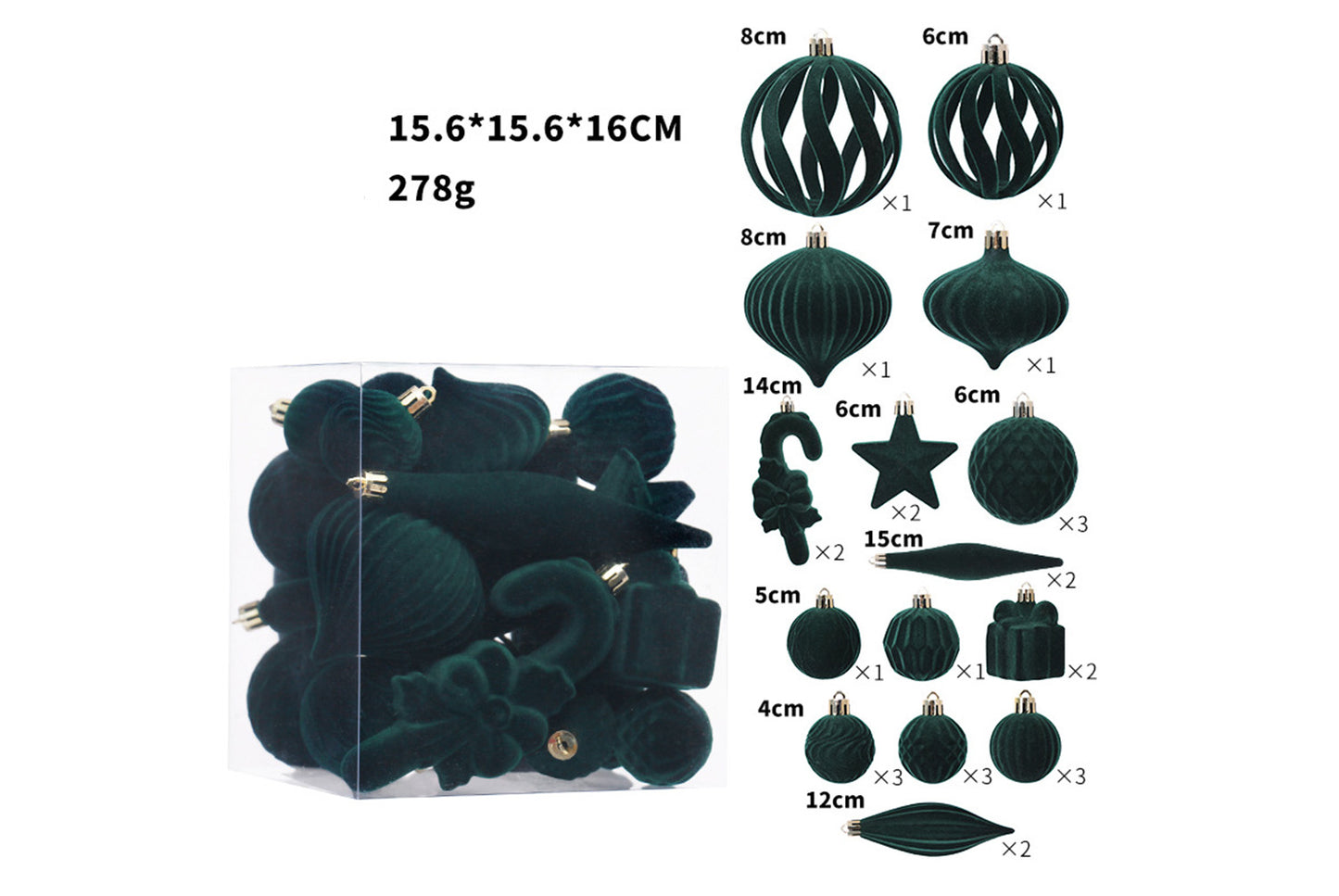 **Flocked Shaped Christmas Ball Decoration Set**