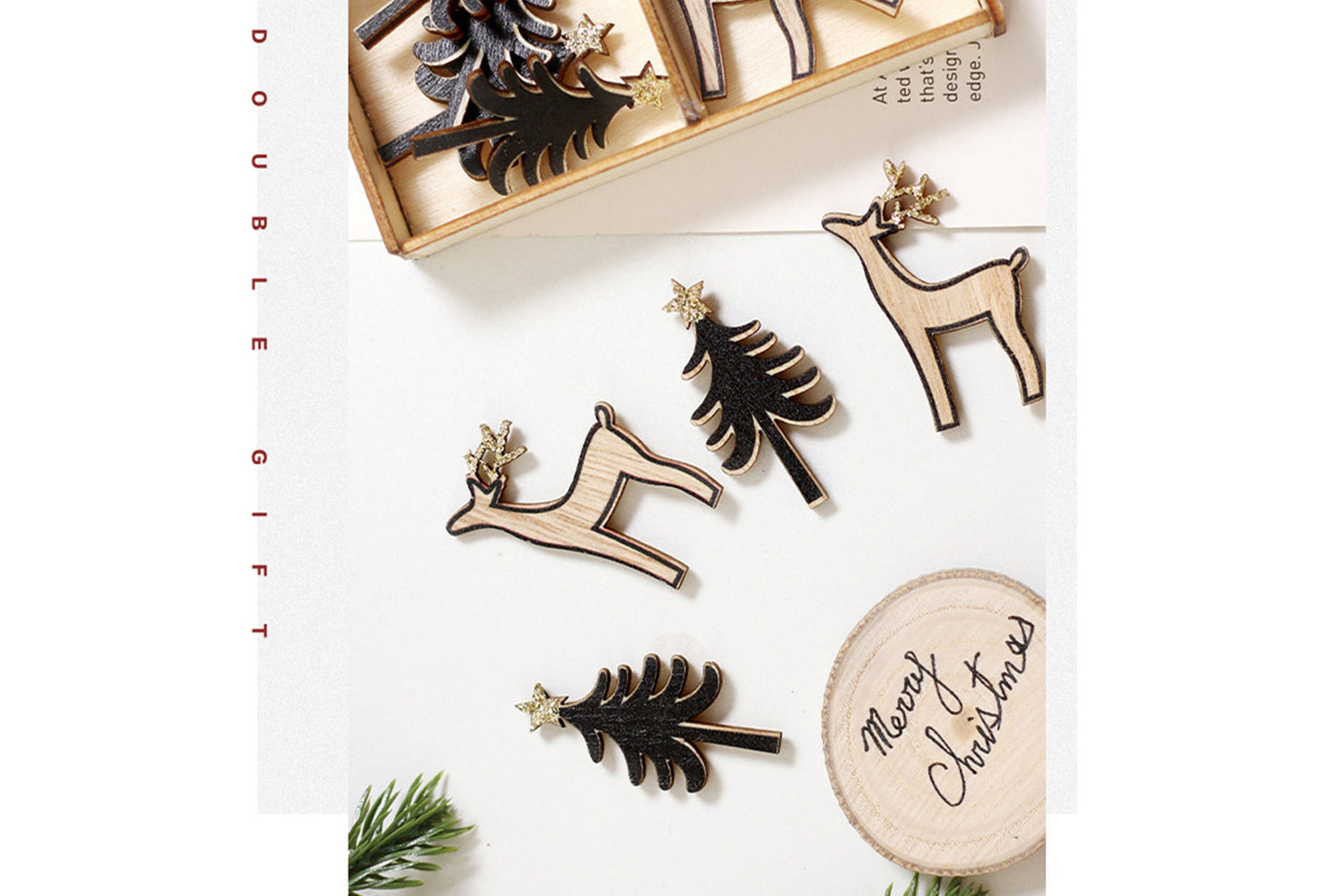 **Wooden Christmas Window and Wall Decal Set (Includes Ornaments)**