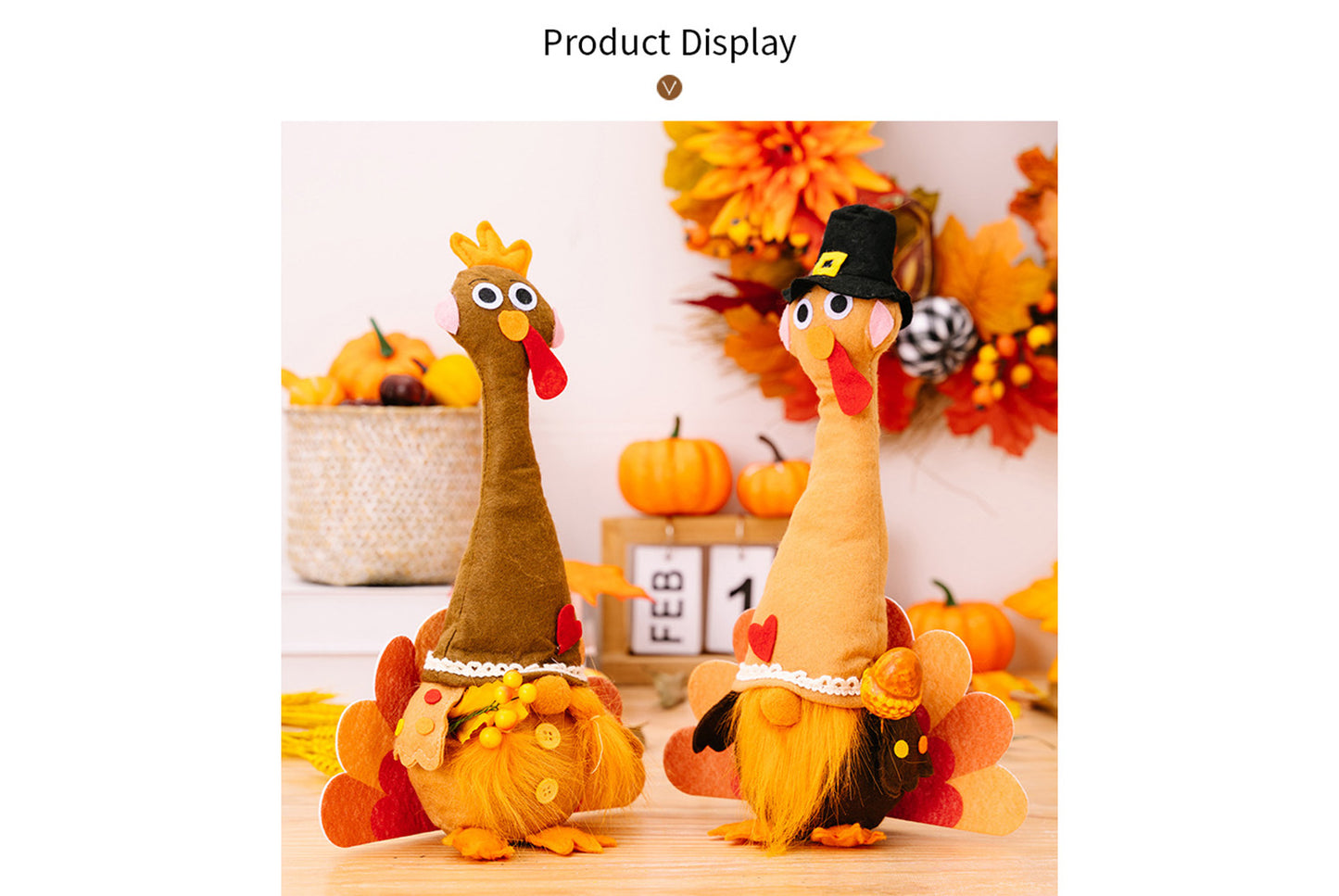 Harvest Festival Turkey Doll | Long-Neck Gnome Home Decor