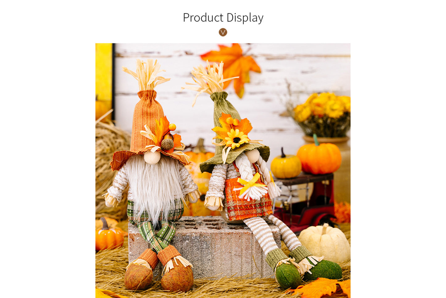 Thanksgiving Maple Leaf Straw Hat Rudolph Doll