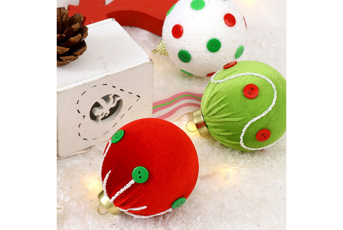 **Exquisite Cloth-Wrapped Foam Christmas Ball Set**