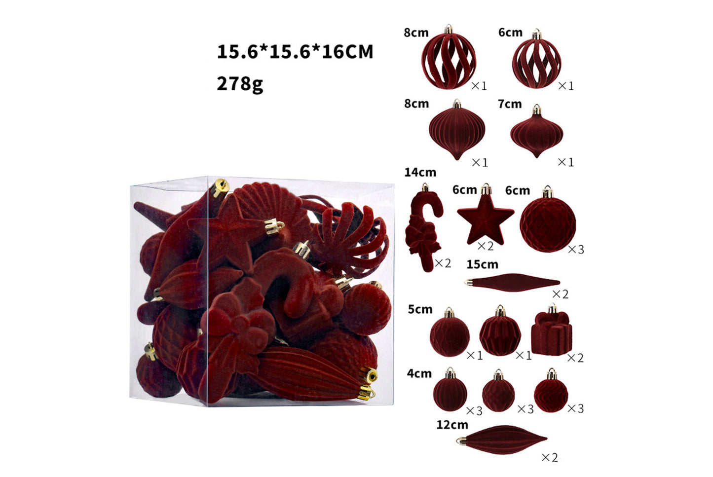 **Flocked Shaped Christmas Ball Decoration Set**
