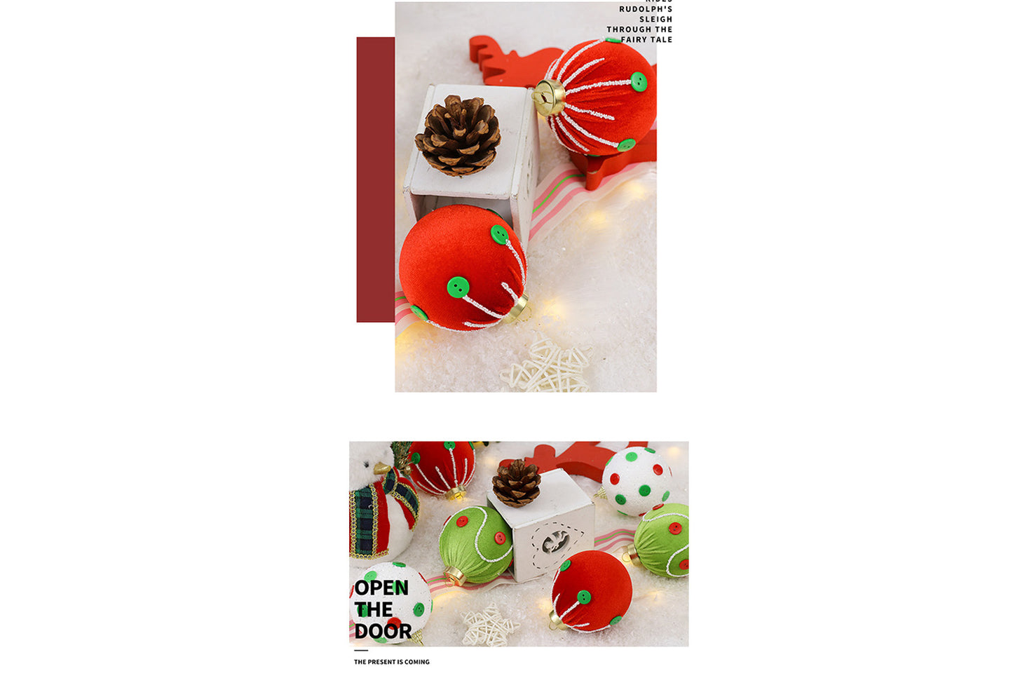 **Exquisite Cloth-Wrapped Foam Christmas Ball Set**