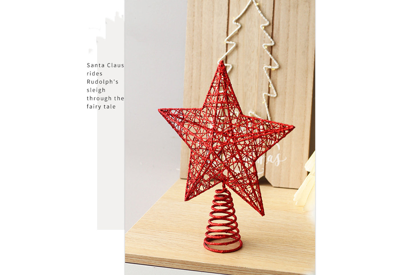 **Wrought Iron Glitter Hollow Treetop Star Ornament**