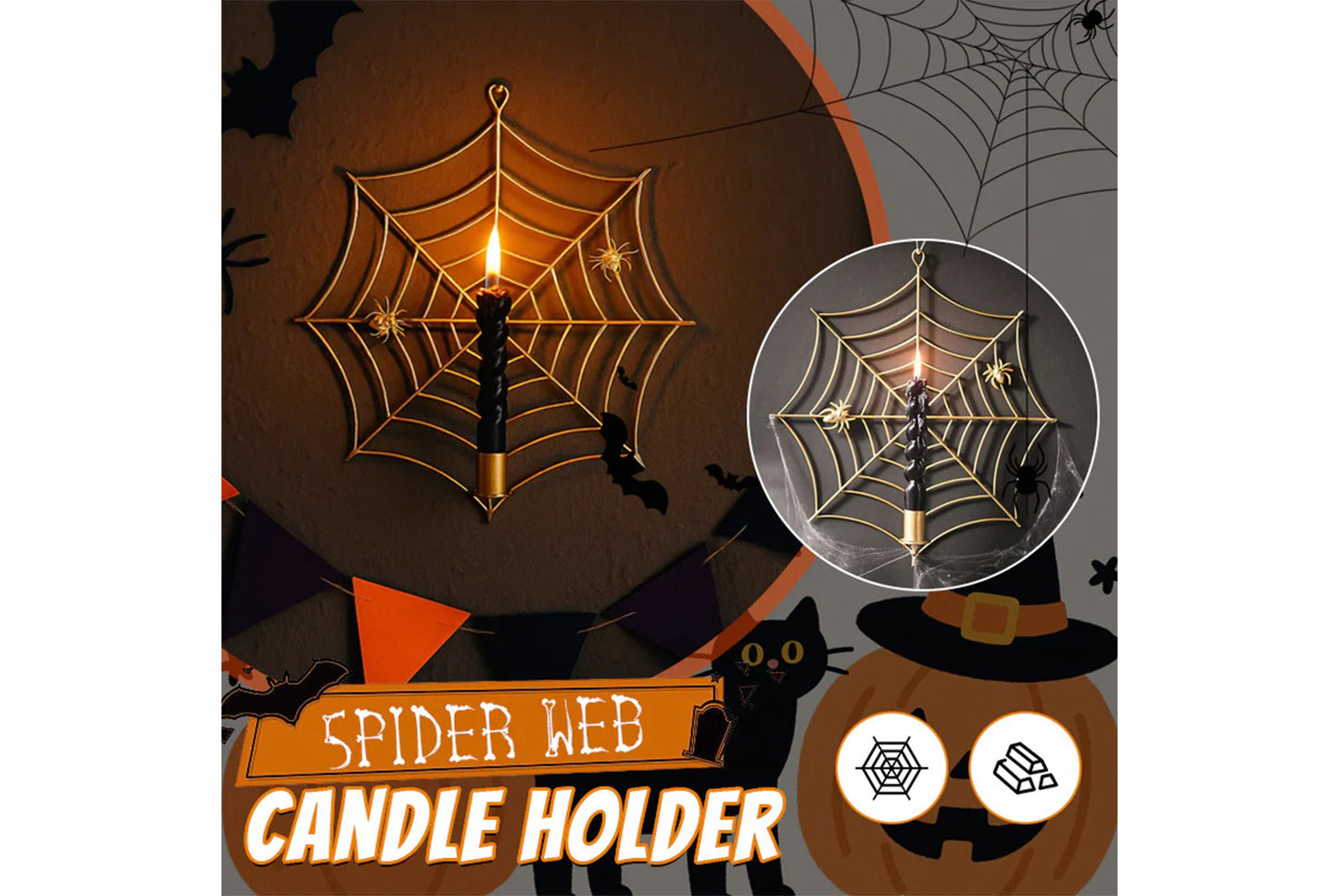 **Spider Web Candle Holder Metal Wall Decor**