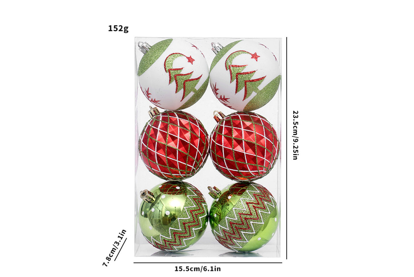 **Set of 6 Painted Christmas Balls**