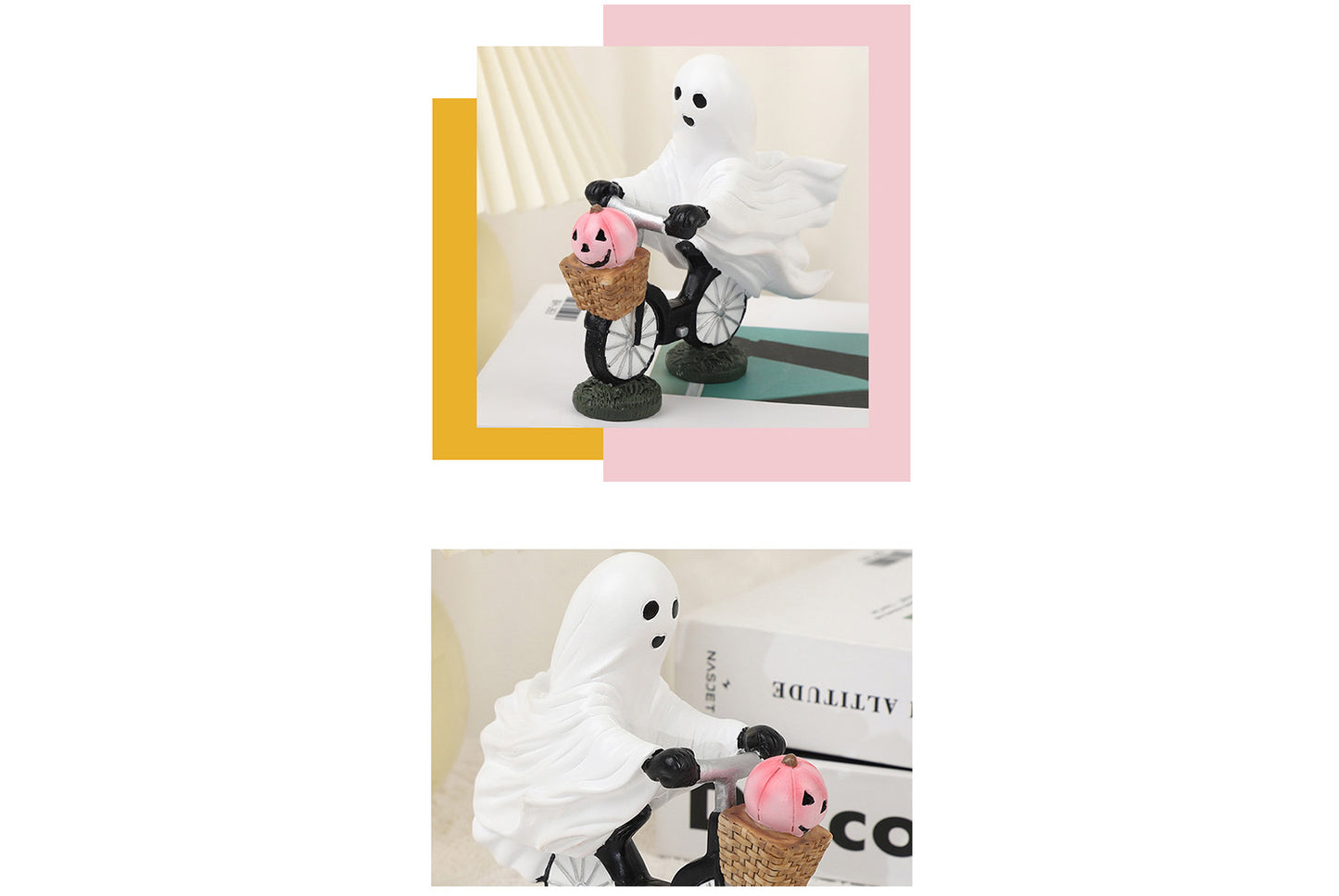 **Halloween Ghost Bicycle Ornament | Creative Desktop Decoration**