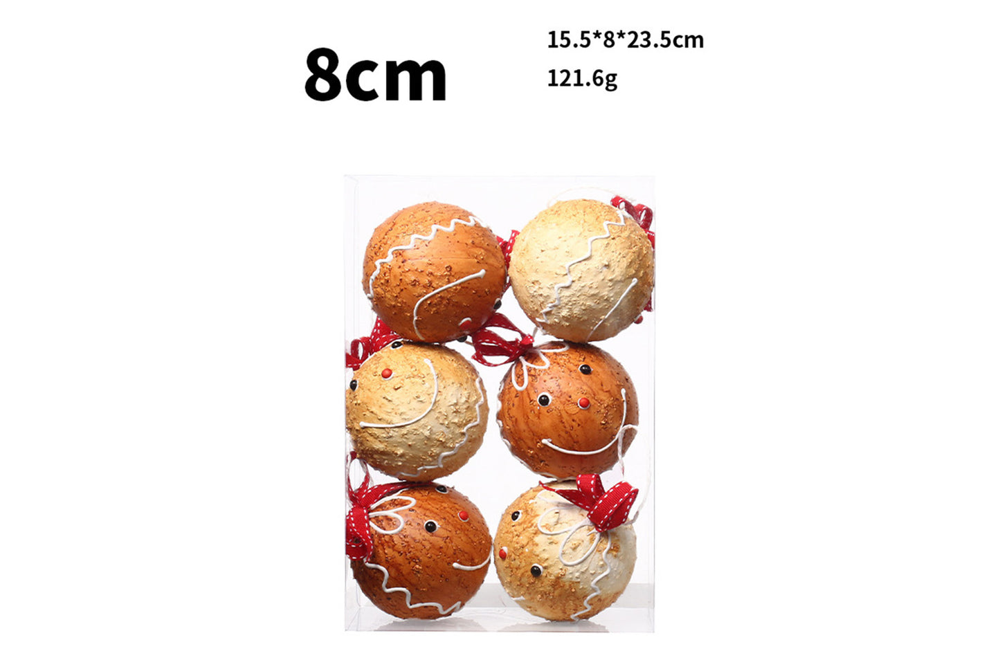 **8cm Painted Gingerbread Man Foam Christmas Ball Set**