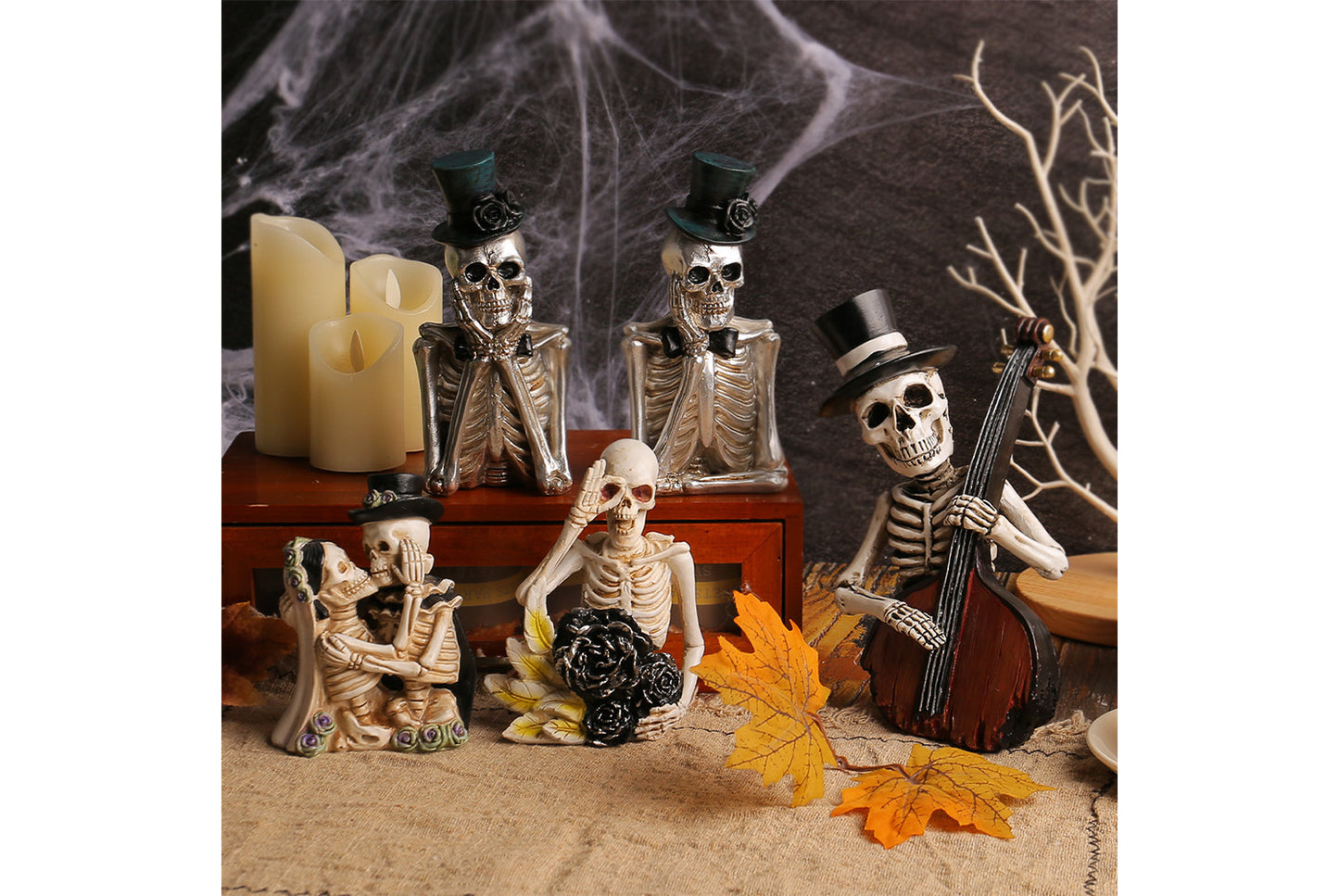 **Halloween Cartoon Skeleton Figure | Funny Resin Decoration**