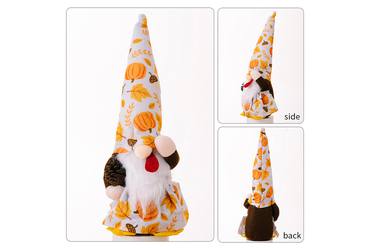 Thanksgiving Turkey Gnome Ornament | Pumpkin and Pine Cone Doll Ornament