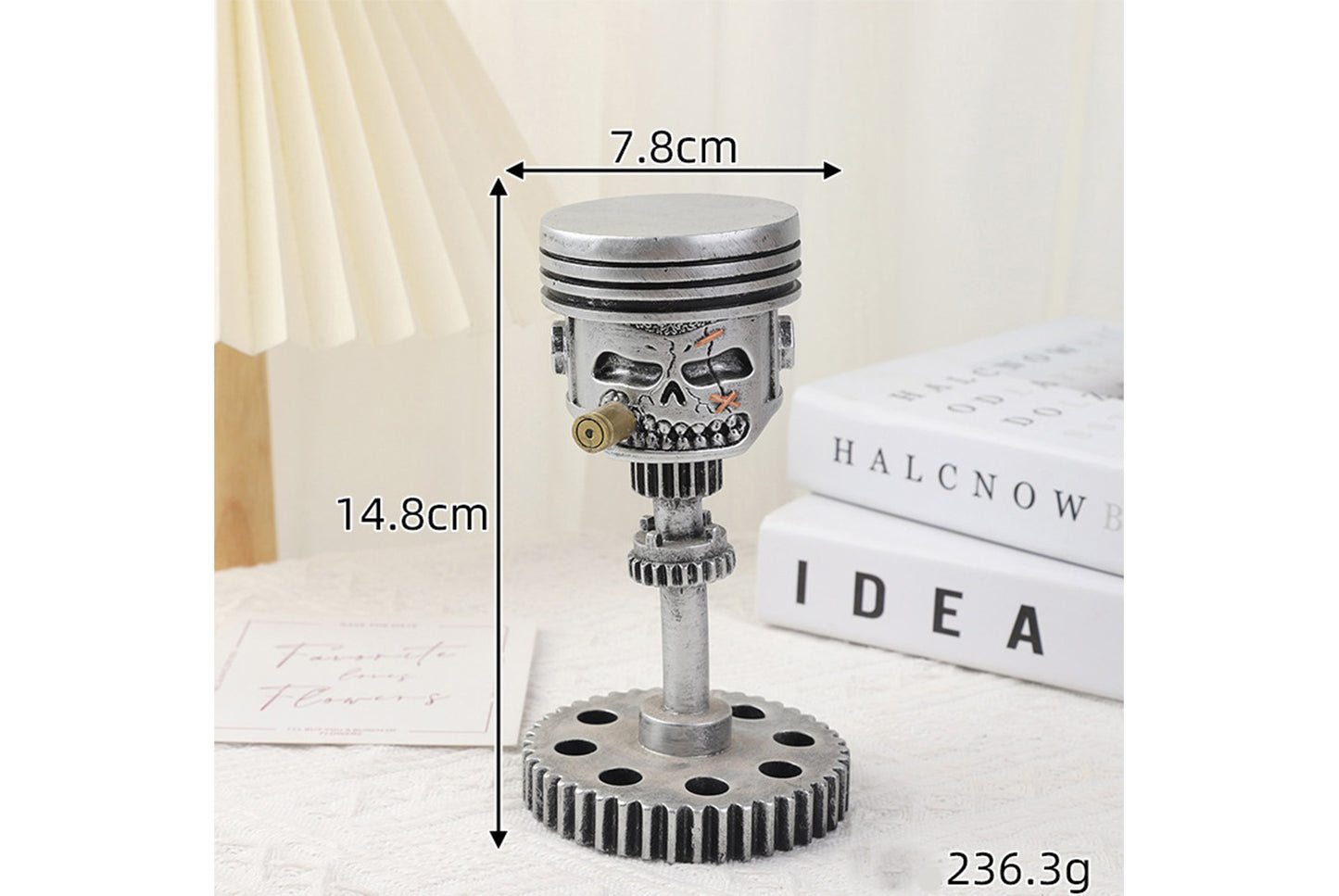 **Steampunk Skull Sculpture | Resin Gear Mechanical Ornament**