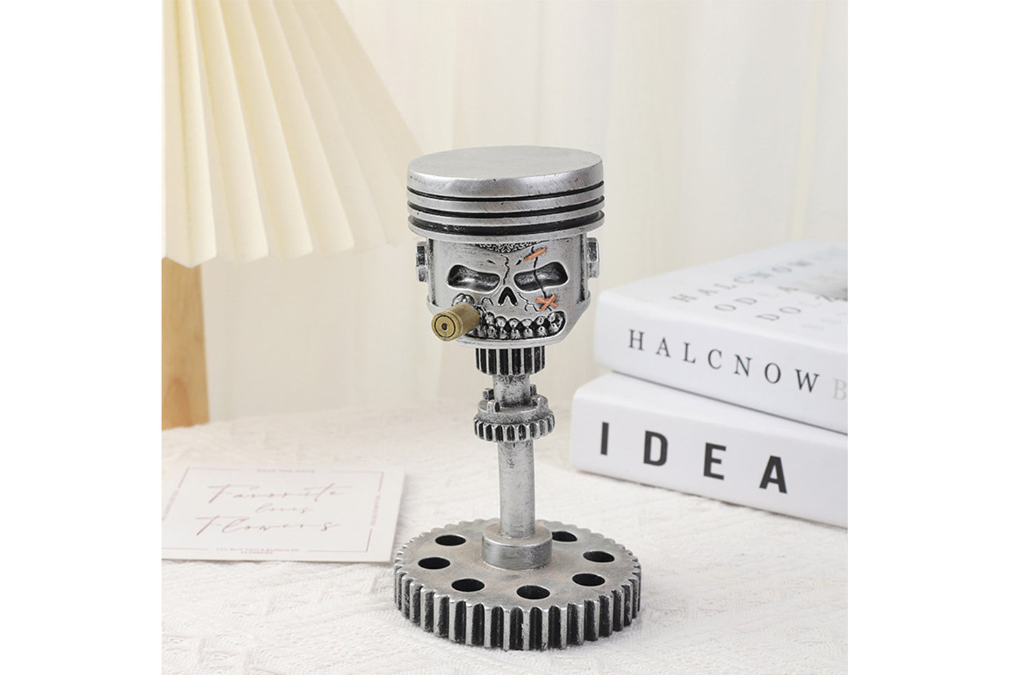 **Steampunk Skull Sculpture | Resin Gear Mechanical Ornament**