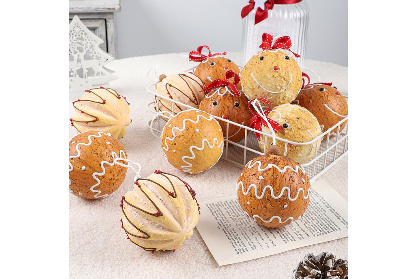 **8cm Painted Gingerbread Man Foam Christmas Ball Set**