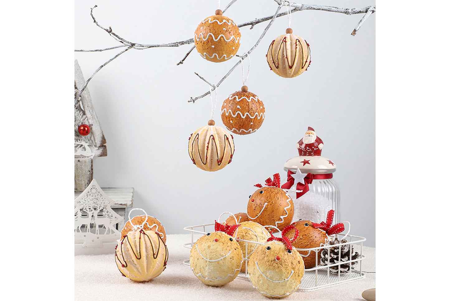 **8cm Painted Gingerbread Man Foam Christmas Ball Set**
