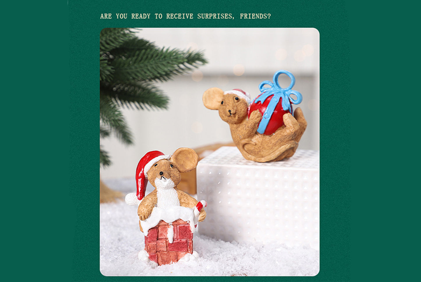 **Cute Mouse Christmas Resin Ornament**