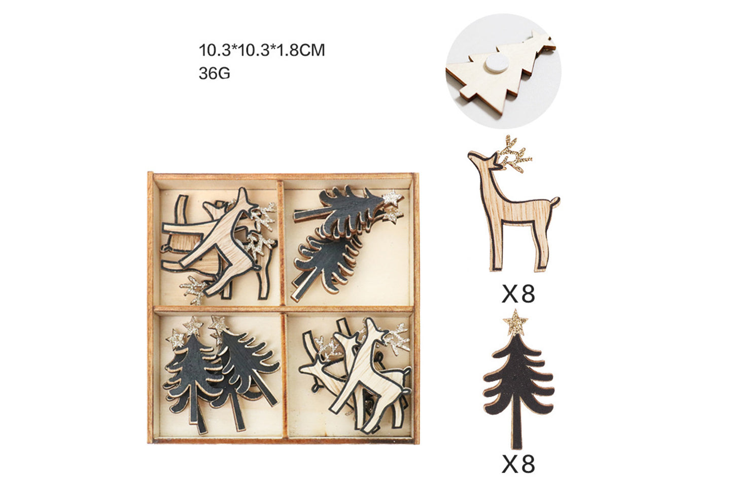 **Wooden Christmas Window and Wall Decal Set (Includes Ornaments)**
