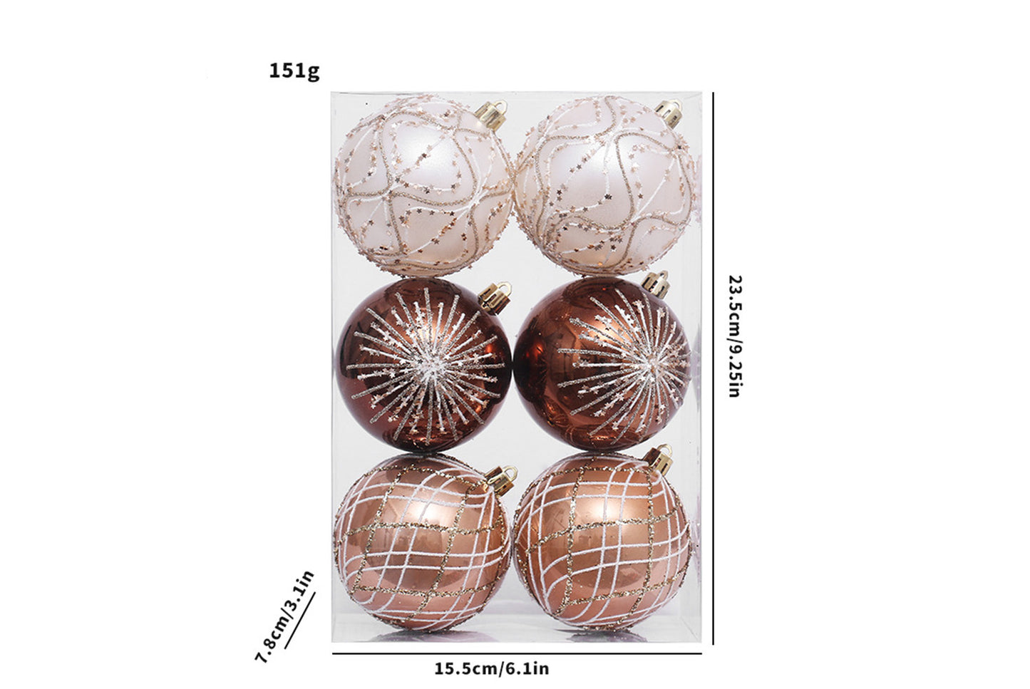 **Set of 6 Painted Christmas Balls**