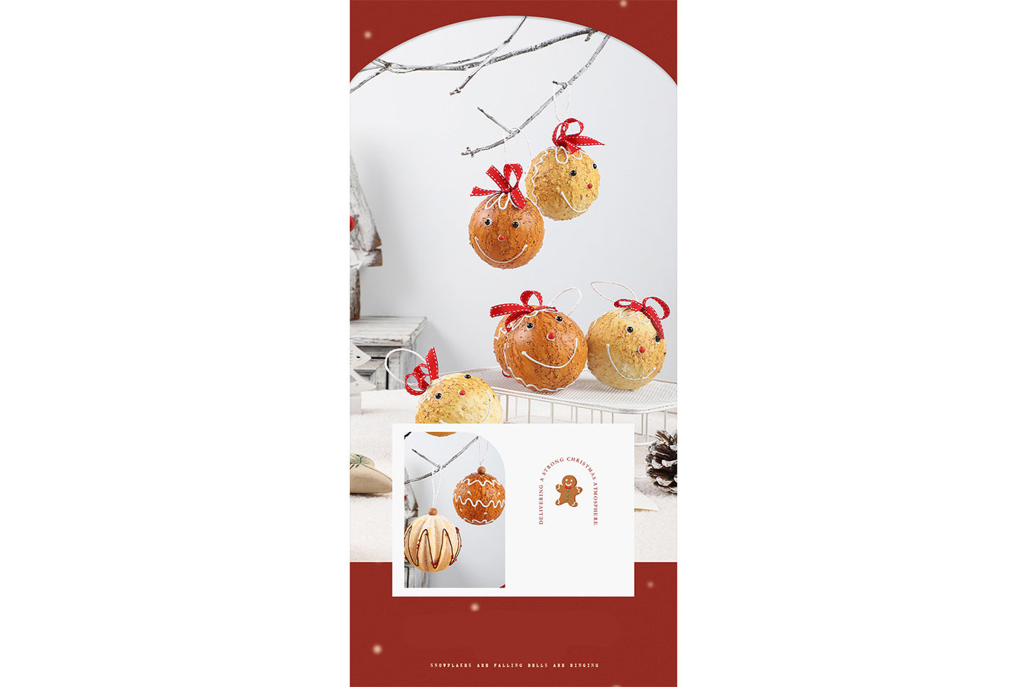 **8cm Painted Gingerbread Man Foam Christmas Ball Set**