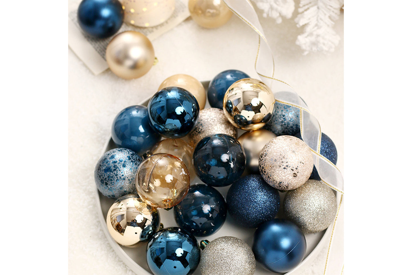 **12 Exquisitely Painted Christmas Ball Gift Box Ornaments**