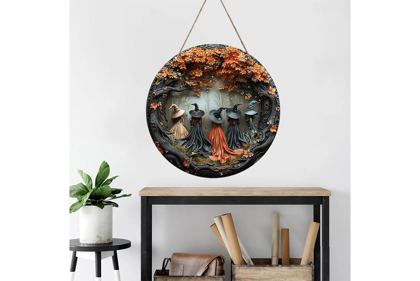 **Creative Round Halloween Acrylic Doorplate**
