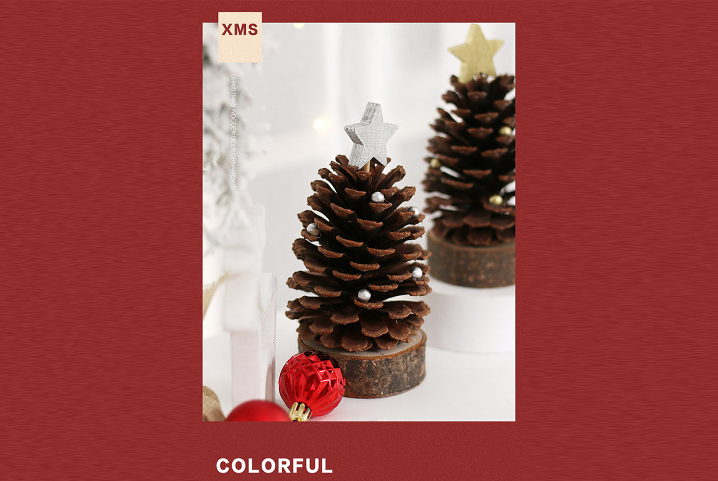**Pine Cone Mini Christmas Tree Ornament (Gold and Silver)**