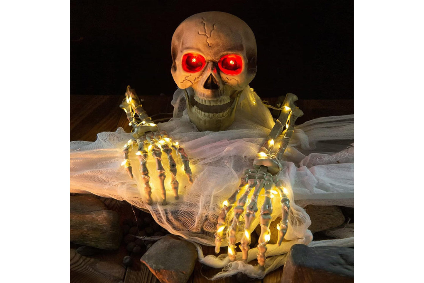 Halloween LED Light-Up Skull Set of Three