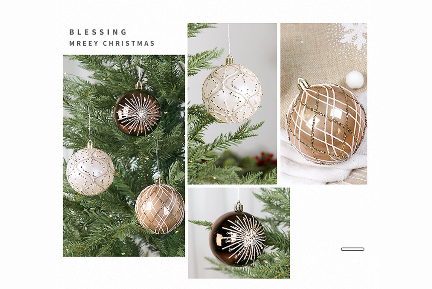 **Set of 6 Painted Christmas Balls**
