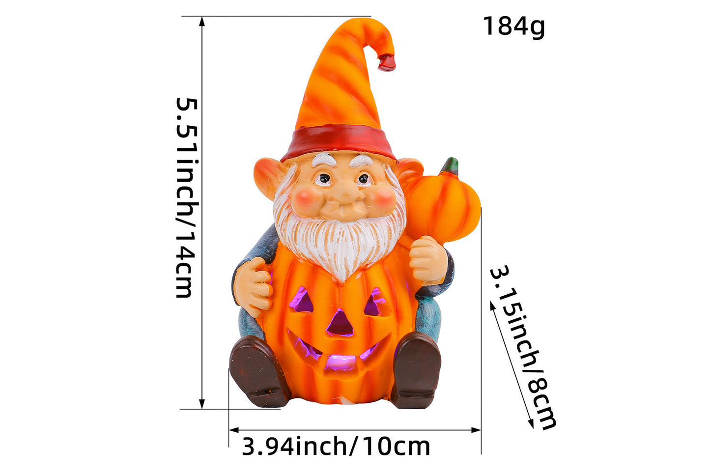 Halloween Pumpkin Old Man Gnome Light-Up Ornament
