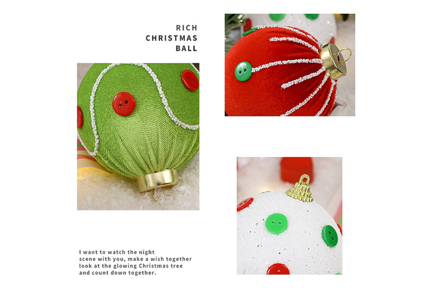 **Exquisite Cloth-Wrapped Foam Christmas Ball Set**