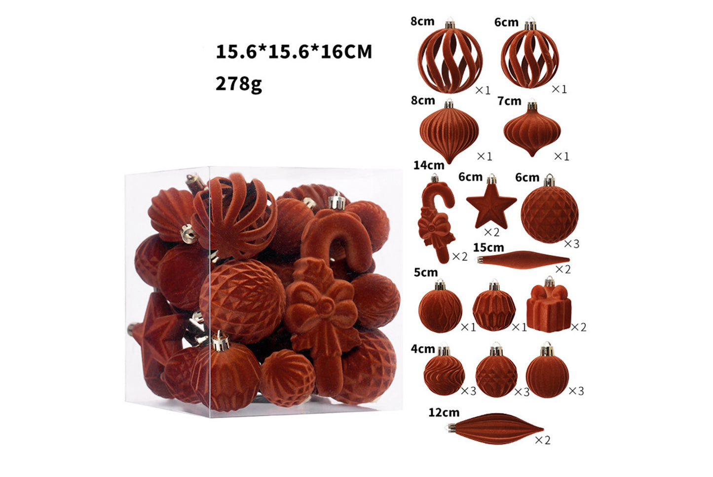**Flocked Shaped Christmas Ball Decoration Set**
