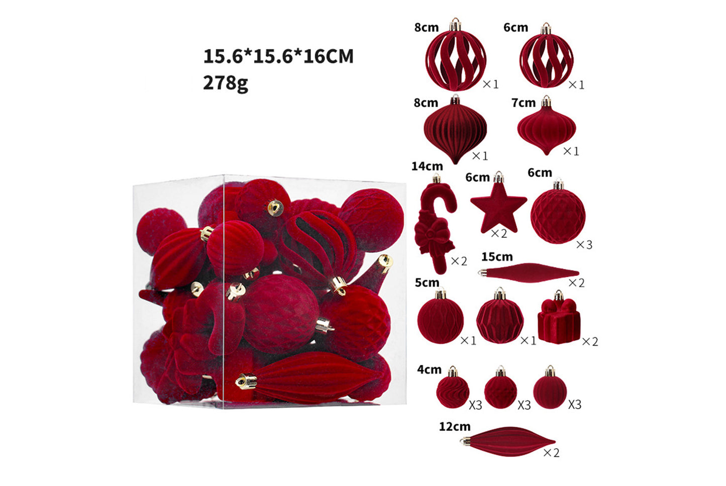 **Flocked Shaped Christmas Ball Decoration Set**
