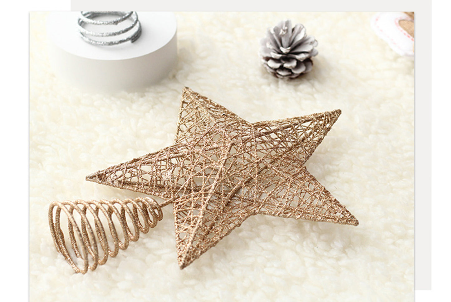**Wrought Iron Glitter Hollow Treetop Star Ornament**