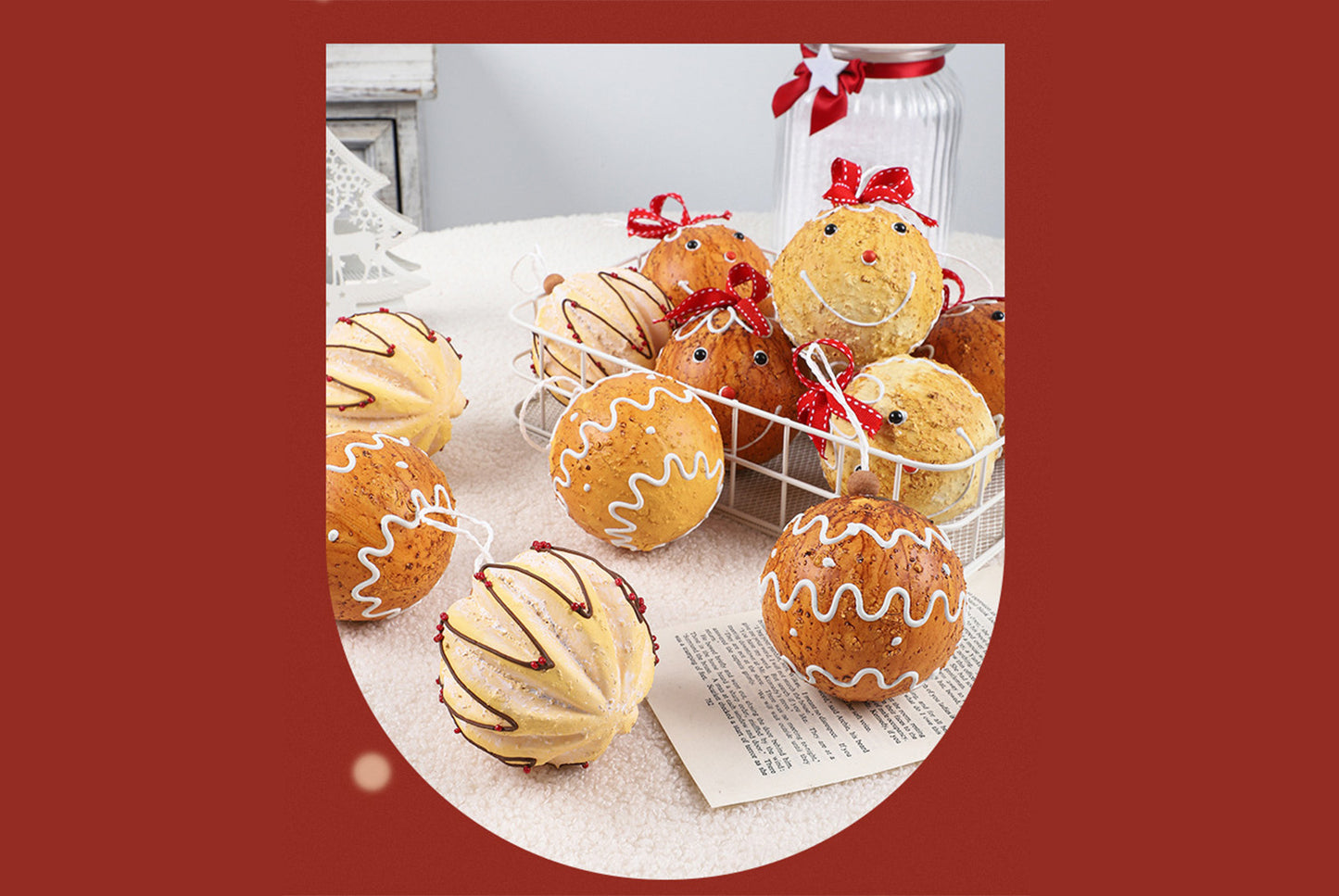 **8cm Painted Gingerbread Man Foam Christmas Ball Set**