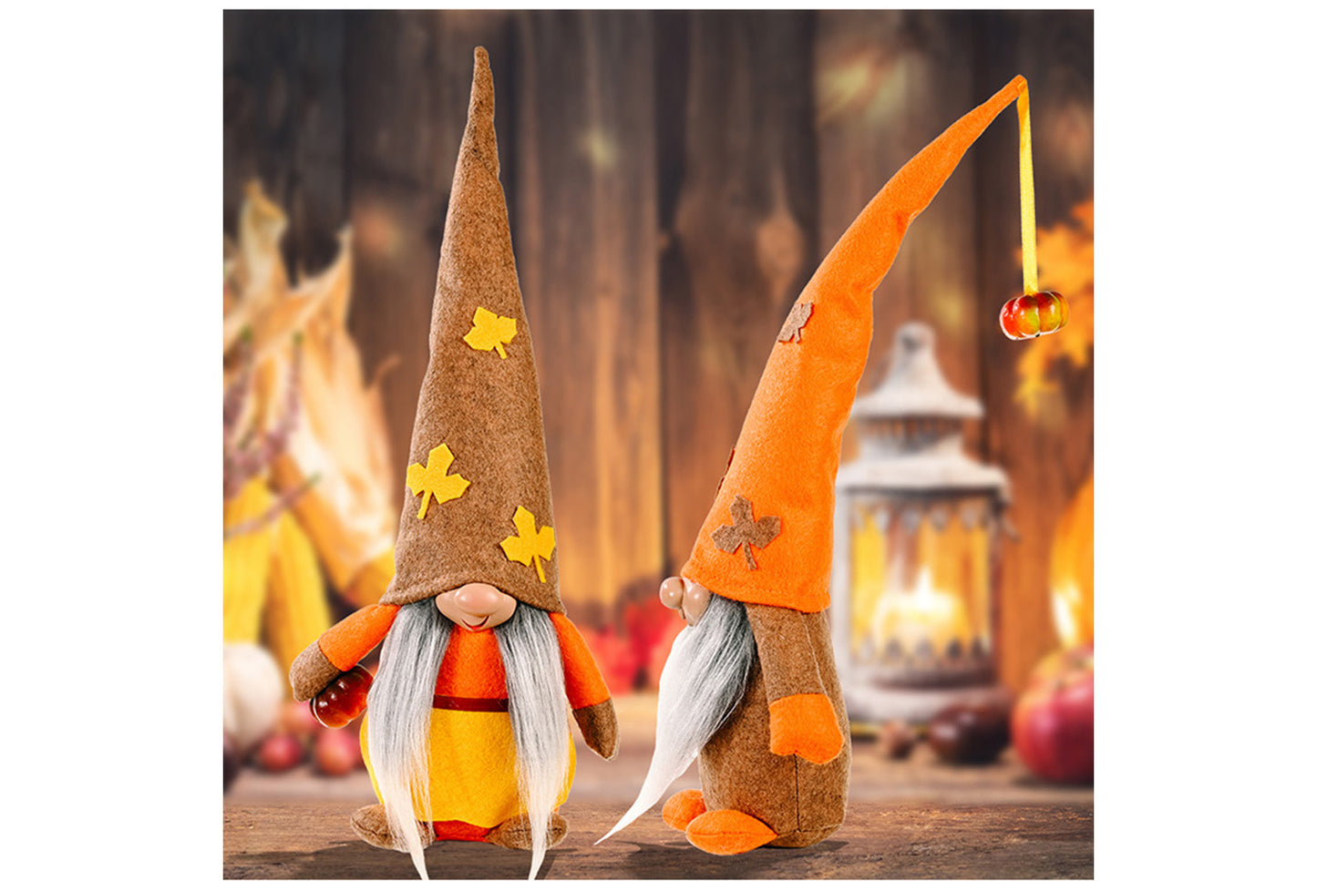 **Harvest Festival Faceless Doll | 42cm Maple Leaf Hat Fabric Ornament**