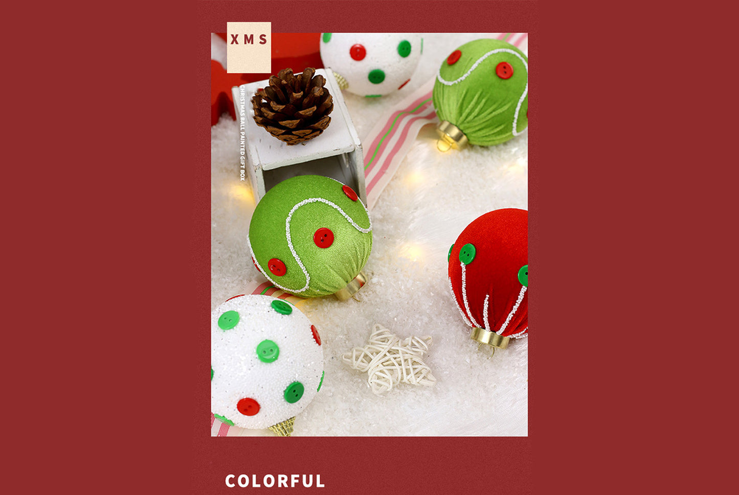 **Exquisite Cloth-Wrapped Foam Christmas Ball Set**