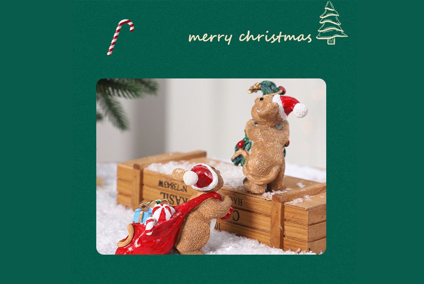 **Cute Mouse Christmas Resin Ornament**