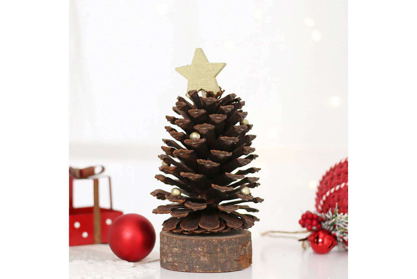 **Pine Cone Mini Christmas Tree Ornament (Gold and Silver)**