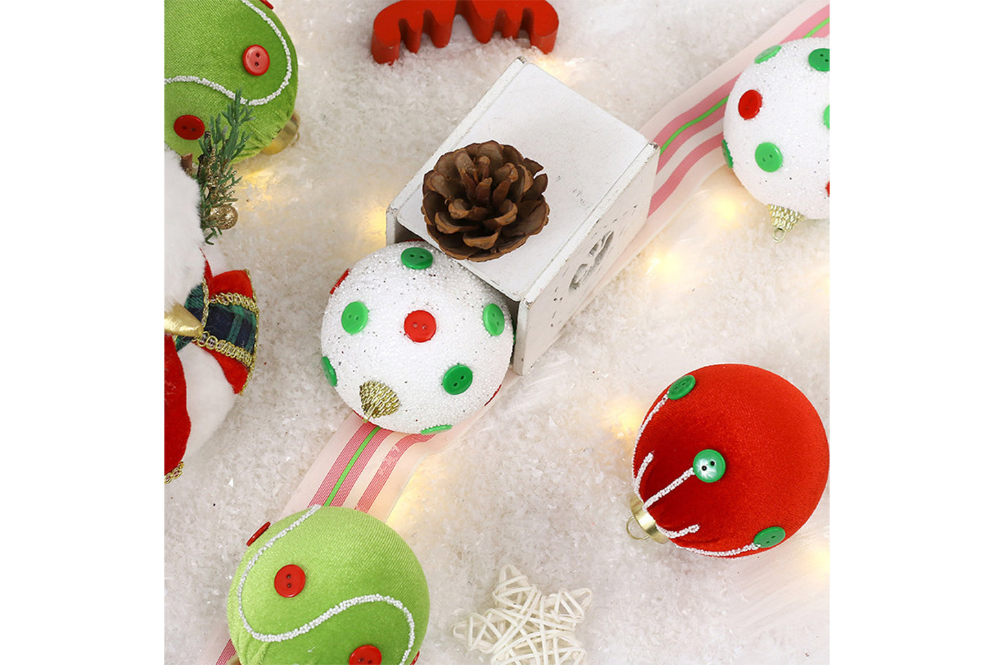 **Exquisite Cloth-Wrapped Foam Christmas Ball Set**