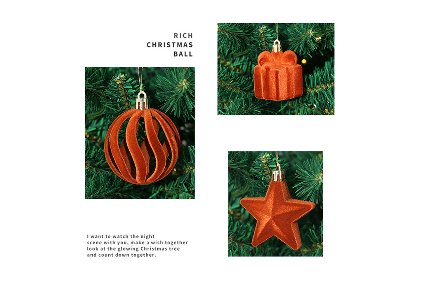 **Flocked Shaped Christmas Ball Decoration Set**