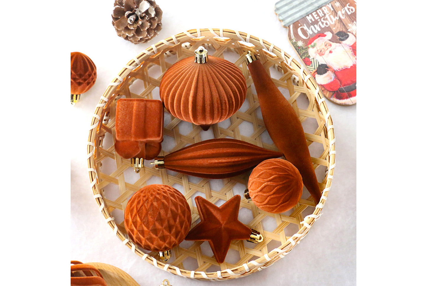 **Flocked Shaped Christmas Ball Decoration Set**