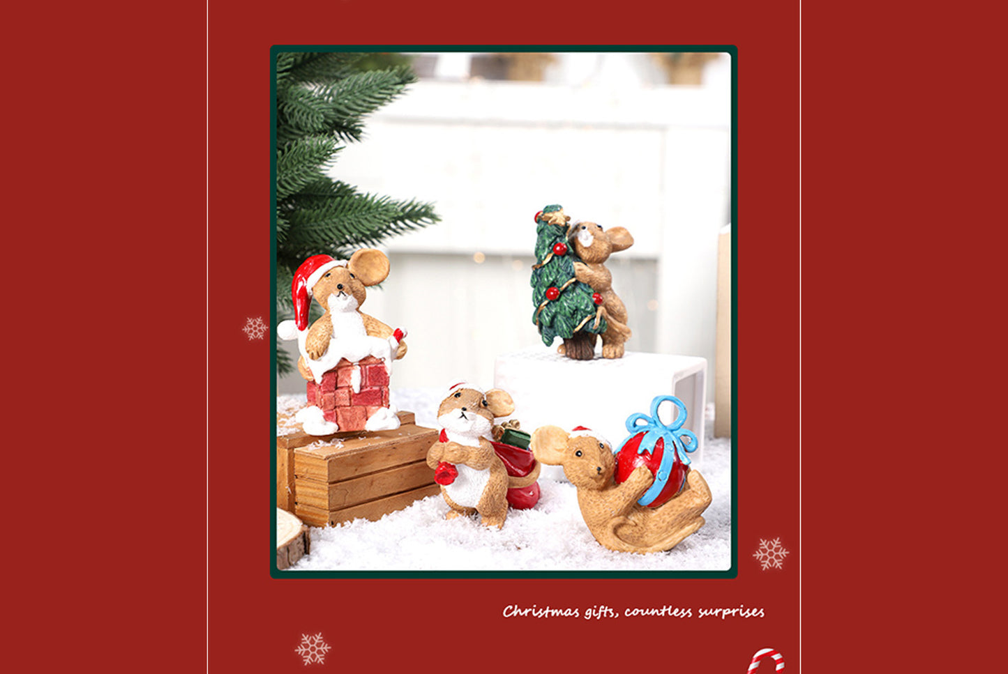 **Cute Mouse Christmas Resin Ornament**
