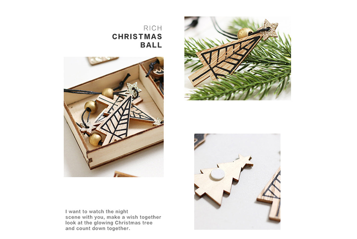 **Wooden Christmas Window and Wall Decal Set (Includes Ornaments)**