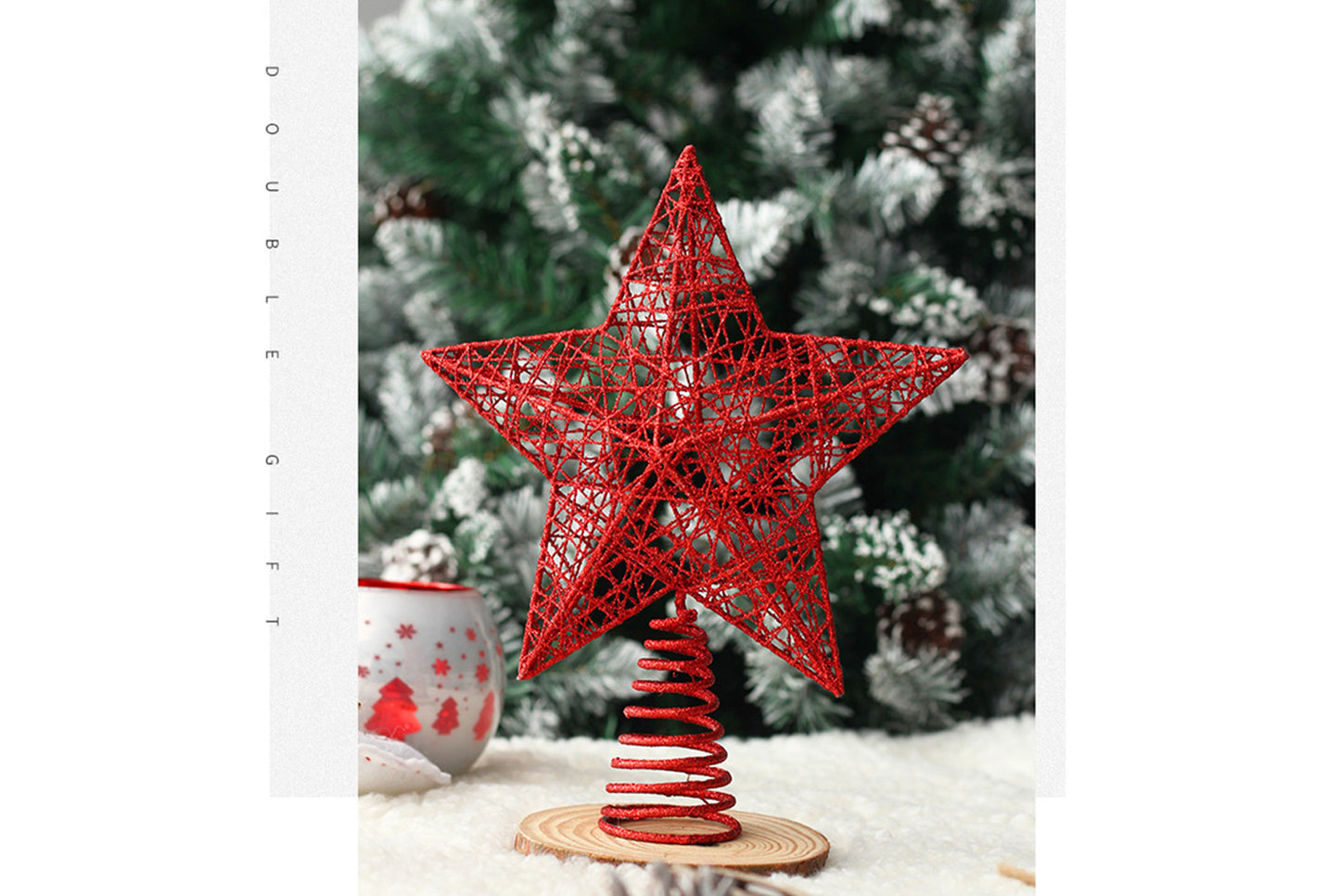 **Wrought Iron Glitter Hollow Treetop Star Ornament**