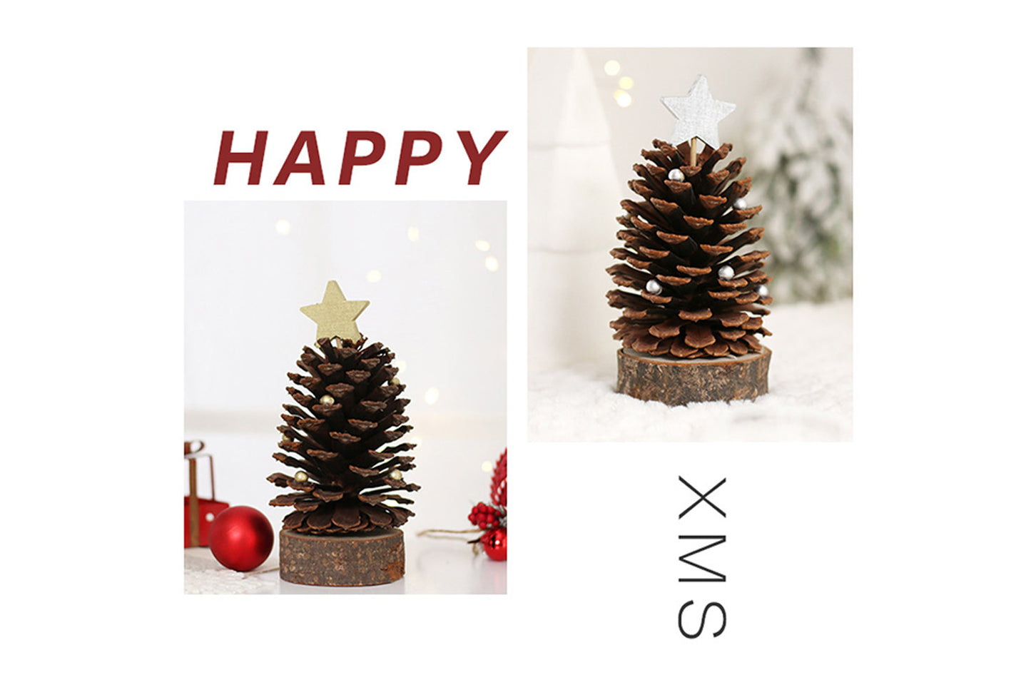 **Pine Cone Mini Christmas Tree Ornament (Gold and Silver)**