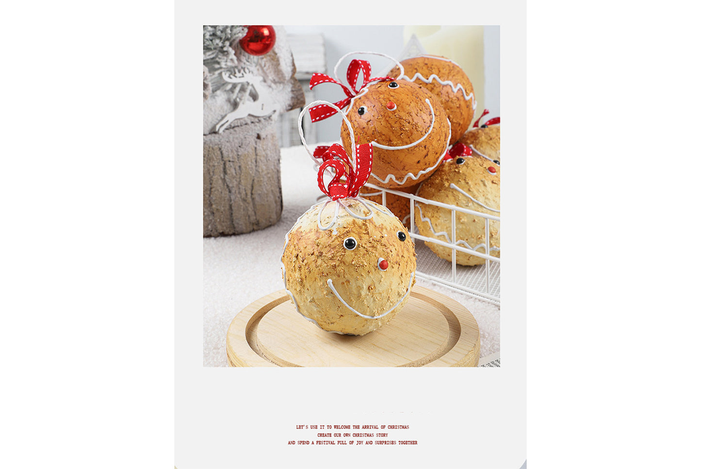 **8cm Painted Gingerbread Man Foam Christmas Ball Set**