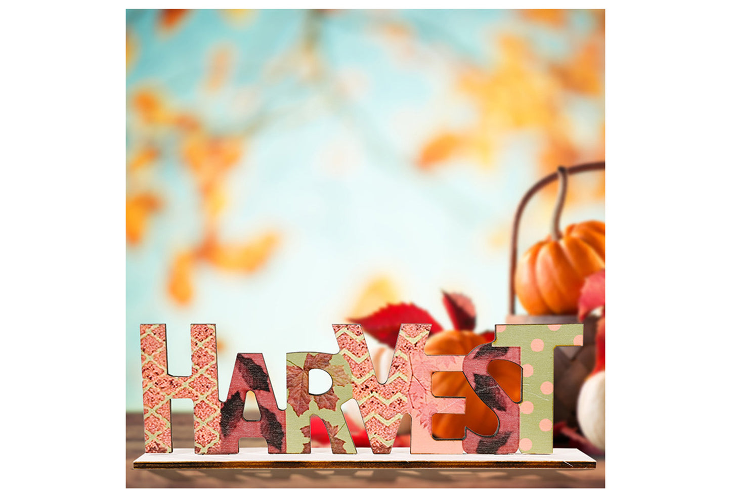 Thanksgiving Wooden Ornaments | Creative Alphabet Print Desktop Decoration